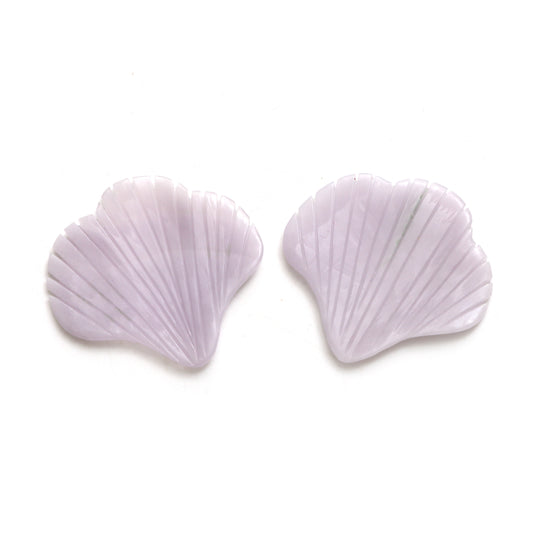 Natural Yttrium Fluorite Leaf Carving Loose Gemstone, 31x31 mm, Yttrium Fluorite Jewelry Making Gemstone, Pair ( 2 Pieces )