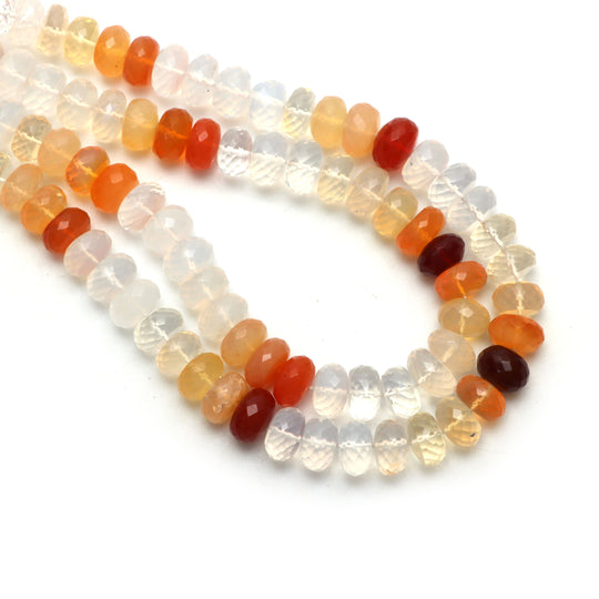 Fire Opal Faceted Rondelle Beads, 10 mm to 10.5 mm, Fire Opal Jewelry Making Beads, 16 Inches Full Strand, Price Per Strand