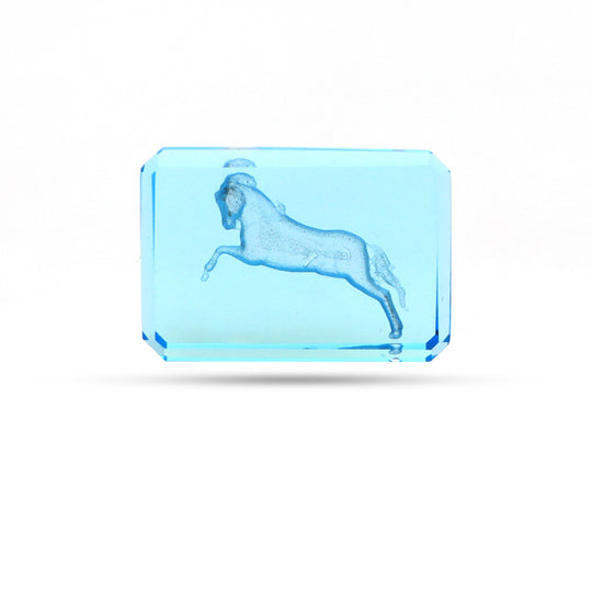 Swiss Blue Topaz Intaglio Carving Loose Gemstone, 12x18 mm, Blue Topaz Jewelry Making Gemstone, 1 Piece