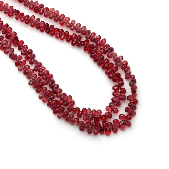 2x3 mm To 3x5 mm Red Sapphire Faceted Drop Beads