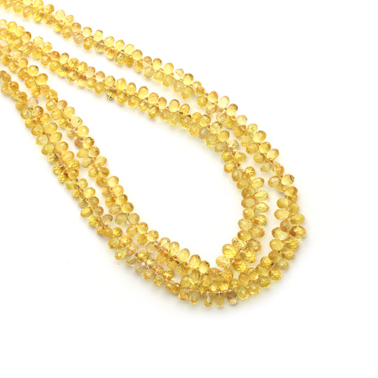 2x3 mm To 3x5.5 mm Yellow Sapphire Faceted Teardrop Beads