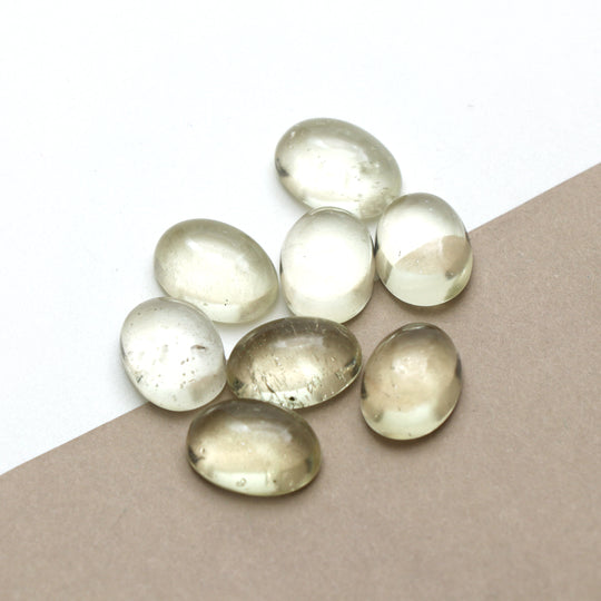 Natural Libyan Desert Glass Smooth Oval Cabochon Loose Gemstone, 10x14 mm, Libyan Glass Oval Jewelry Making Gemstone, Set of 8 Pieces