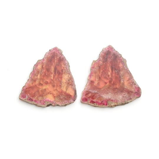 Natural Tourmaline Smooth Organic Slice Loose Gemstone, 47x49 mm and 45x50 mm, Slice Gemstone, Pair ( 2 Pieces )