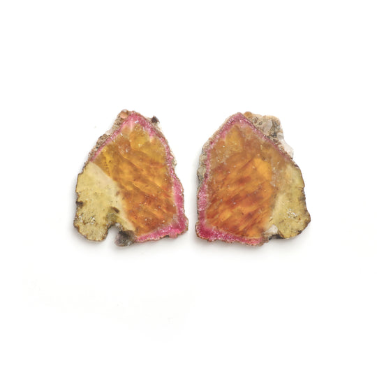 Natural Tourmaline Smooth Organic Slice Loose Gemstone, 43x51 mm, Slice Gemstone, Pair ( 2 Pieces )
