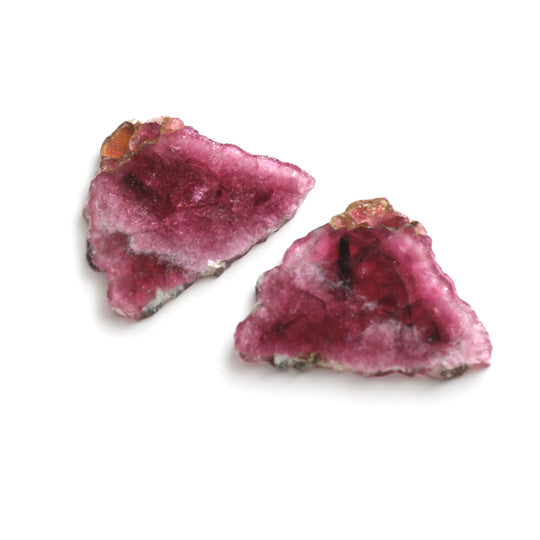Natural Tourmaline Smooth Organic Slice Loose Gemstone, 46x50mm, Slice Gemstone, Pair ( 2 Pieces )