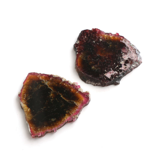 Natural Tourmaline Smooth Organic Slice Loose Gemstone, 48x51 mm, Slice Gemstone, Pair ( 2 Pieces )