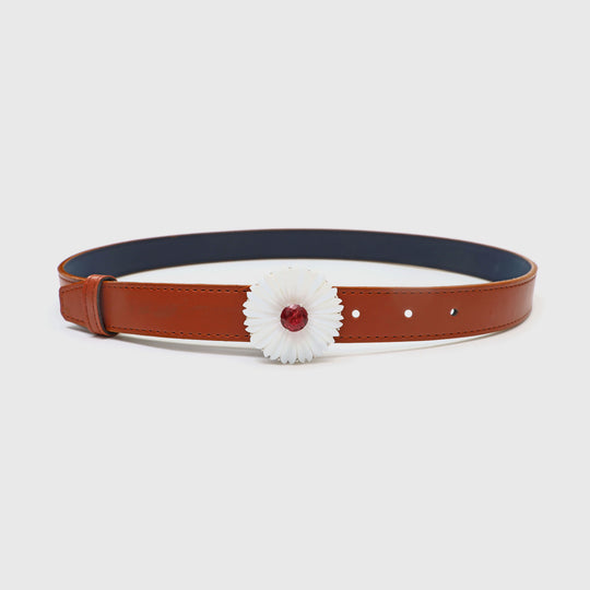 Pink Tourmaline Faceted Round & White Opal Carving Flower 925 Sterling Silver Prong Buckle And Foam Leather Belt For Women