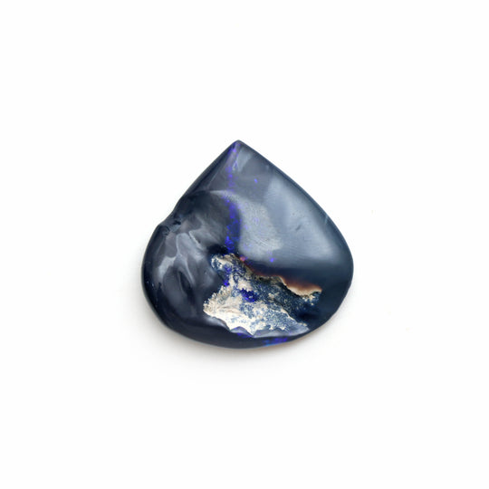 Natural Black Australian Opal Smooth Organic Heart Loose Gemstone, 34x34mm , Australian Opal Jewelry Making Gemstone, 1 Piece