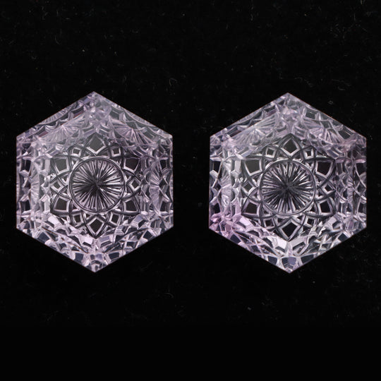 Amethyst Intaglio Carving Loose Gemstone, 18x21 mm, Amethyst Jewelry Making Gemstone, Amethyst Carving, Pair ( 2 Pieces )