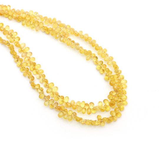 Yellow Sapphire Faceted Drop Beads, 1.5x2.5 to 3x5 mm, Sapphire Jewelry Making Beads, 16 Inches Full Strand, Price Per Strand
