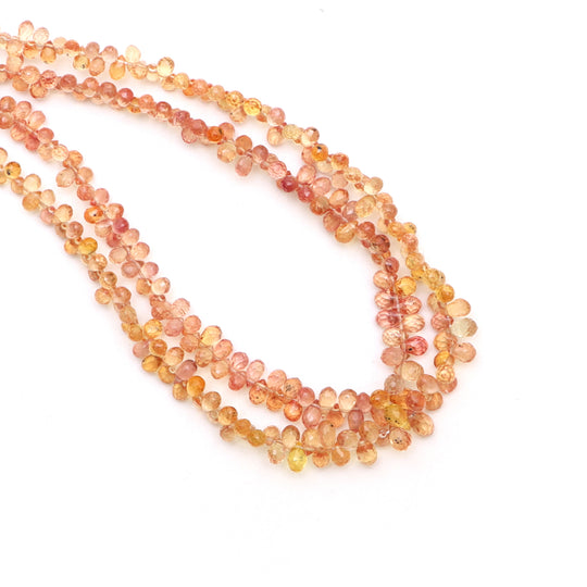 Orange Sapphire Faceted Drop Beads, 2x2.5 to 3x5 mm, Sapphire Jewelry Making Beads, 15.5 Inches Full Strand, Price Per Strand