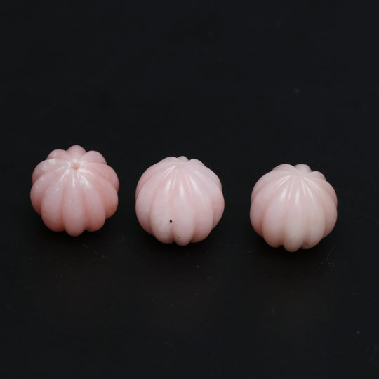 Pink Opal Carving Rondelle Drilled Loose Gemstone, 15.5 mm , Pink Opal Jewelry Making Gemstone, 3 Pieces
