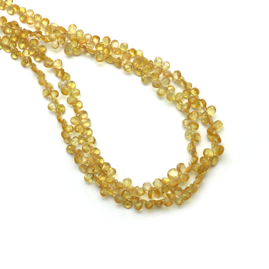 Yellow Sapphire Faceted Pear Beads, 3x4 mm To 4x6 mm, Sapphire Jewelry Making Beads, 8 Inches / 16 Inches Full Strand, Price Per Strand