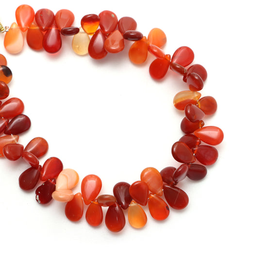 Fire Opal Smooth Pear Beads, 6x10 mm, Fire Opal Jewelry Making Beads, 7.5 Inches Full Strand, Price Per Strand