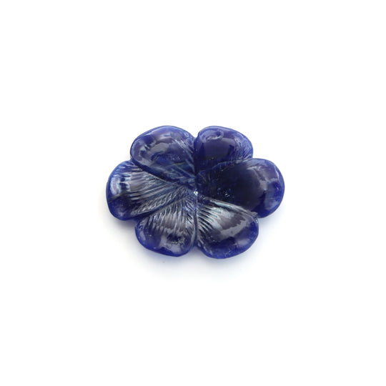 Natural Sodalite Flower Carving Loose Gemstone, 23.5x30 mm, Sodalite Jewelry Making Gemstone, November Birthstone, 1 Piece