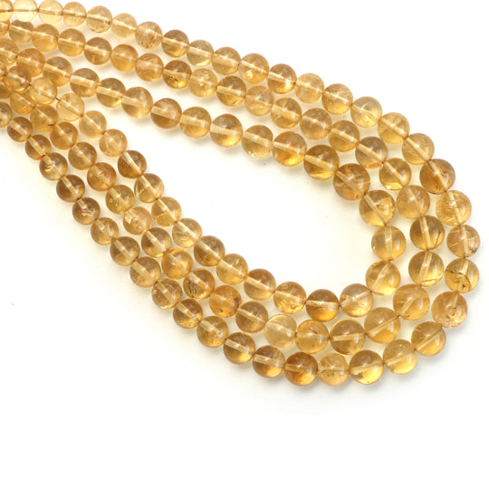 Citrine Smooth Round Balls Beads, 4 mm To 7 mm, Citrine Jewelry Making Beads, 18 Inches Full Strand, Price Per Strand