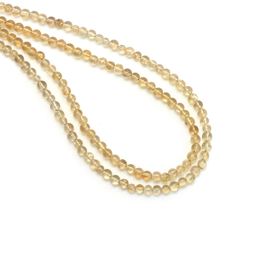 Citrine Smooth Round Balls Beads, 3 mm To 4 mm, Citrine Jewelry Making Beads, 18 Inches Full Strand, Price Per Strand