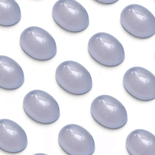 Blue Chalcedony Smooth Oval Cabochon Loose Gemstone, Blue Chalcedony Oval Cabs, Blue Chalcedony Jewelry Making Gemstone