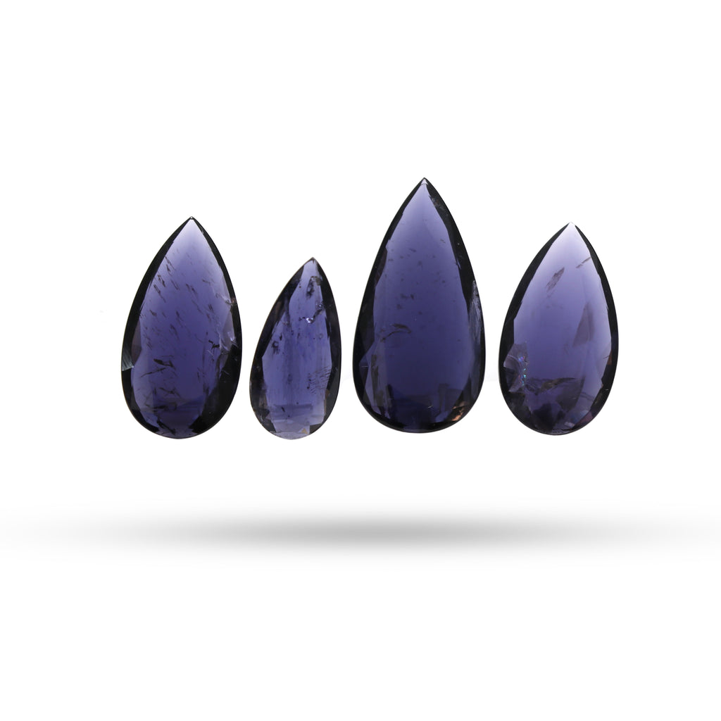 Natural Iolite Faceted Pear Loose Gemstone, 9x19 mm to 14x27 mm,  Iolite Pear Jewelry Making Gemstone, Gift For Her, Set of 4 Pieces - National Facets, Gemstone Manufacturer, Natural Gemstones, Gemstone Beads