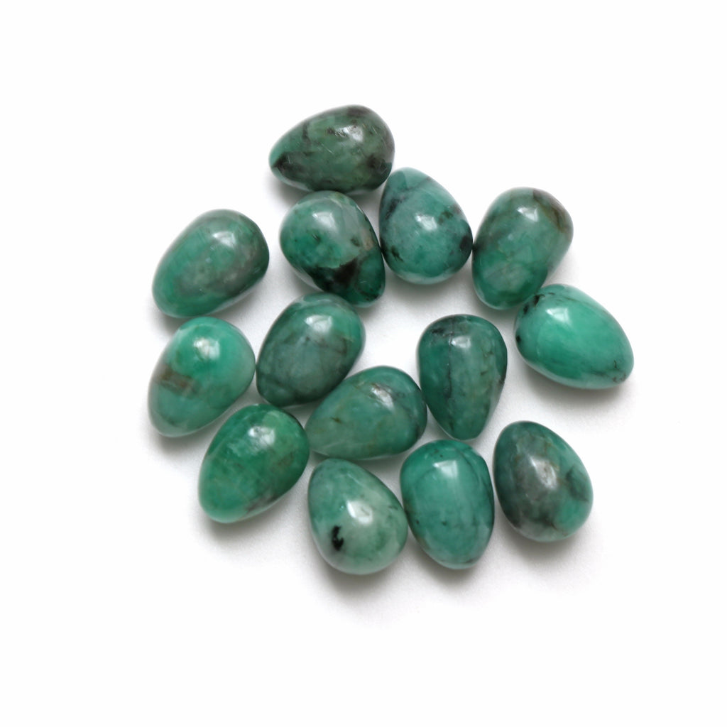 Natural Emerald Smooth Drop Loose Gemstone, 10x14 mm, Emerald Smooth Gemstone For Jewelry Making, Set Of 14 Pieces - National Facets, Gemstone Manufacturer, Natural Gemstones, Gemstone Beads