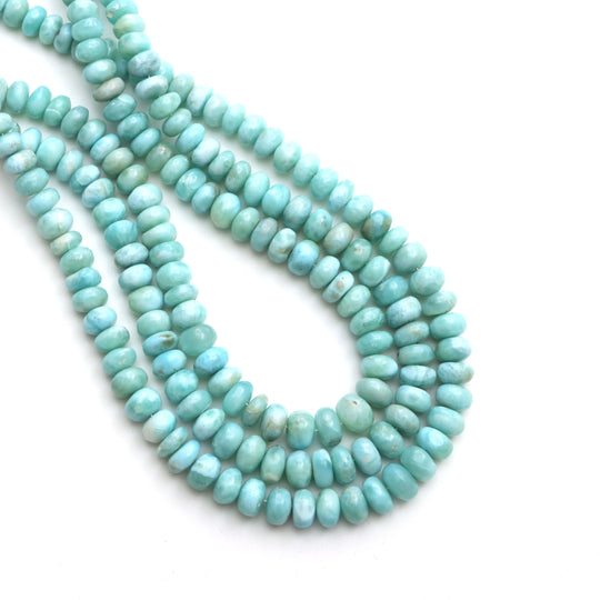 Natural Larimar Smooth Rondelle Beads, 6 mm To 8 mm, Larimar Jewelry Making Beads, 18 Inches Full Strand, Price Per Strand