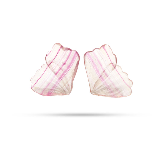 Natural Pink Fluorite Wings Carving Loose Gemstone, 28x40 mm, Pink Fluorite Wings Jewelry Making Gemstone, Pair ( 2 Pieces )