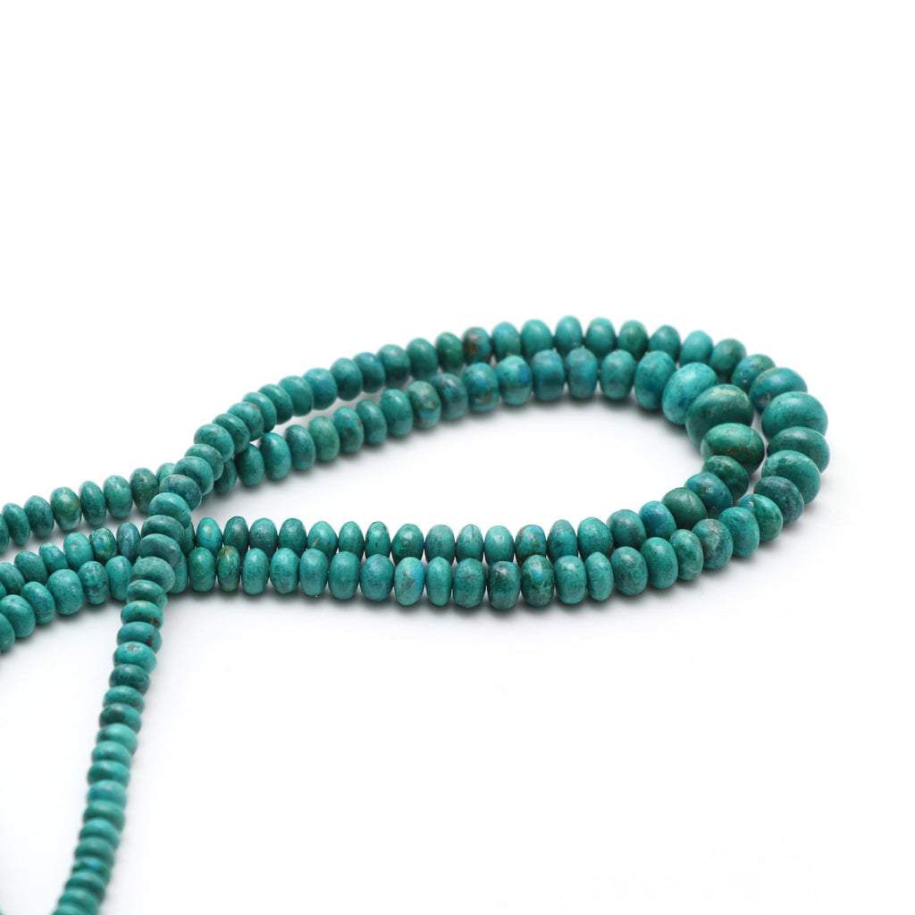 Chrysocolla Smooth Rondelle Beads, 4.5mm to 8.5 mm, Chrysocolla Rondelle Jewelry Making Beads, 18 Inch Strand, Price Per Strands - National Facets, Gemstone Manufacturer, Natural Gemstones, Gemstone Beads, Gemstone Carvings
