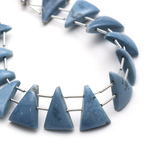Blue Opal Smooth Triangle Beads, 14.5x19.5 mm to 15x19.5 mm, Blue Opal Jewelry Making Beads, 8 Inches Full Strand, Price Per Strand