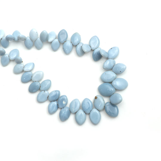 Blue Opal Smooth Marquoise Beads, 5x7.5 mm to 8x11 mm, Blue Opal Jewelry Making Beads, 8 Inches Full Strand, Price Per Strand
