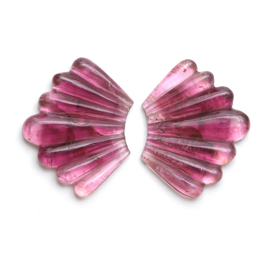 Natural Tourmaline Wings Carving Loose Gemstone, 24x31 mm, Tourmaline Jewelry Making Gemstone, Pair ( 2 Pieces )