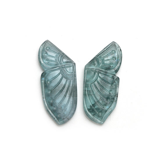 Natural Tourmaline Wings Carving Loose Gemstone, 14x33 mm, Tourmaline Jewelry Making Gemstone, Pair ( 2 Pieces )