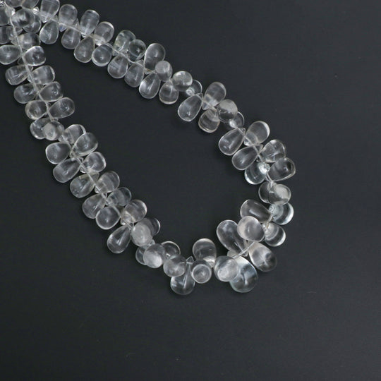Natural Goshenite Smooth Drop Beads, 5x8 mm to 8x12 mm, Goshenite Jewelry Making Beads, 8.5 Inches Full Strand, Price Per Strand