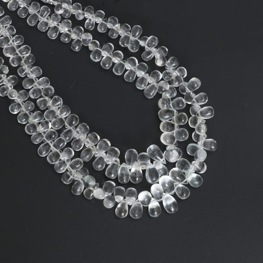 Natural Goshenite Smooth Drop Beads, 3.5x5 mm to 5x8 mm, Goshenite Jewelry Making Beads, 8 Inches Full Strand, Price Per Strand