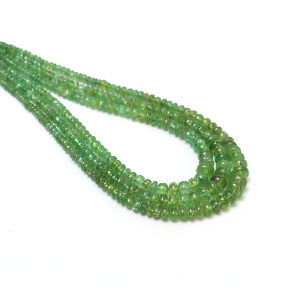 Natural Tsavorite Smooth Rondelle Beads, 2.5 mm to 7 mm, Tsavorite Jewelry, Gift for Women, 18 Inch Full Strand, Price Per Strand - National Facets, Gemstone Manufacturer, Natural Gemstones, Gemstone Beads, Gemstone Carvings
