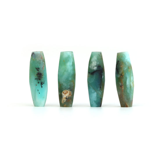 Peruvian Opal Matte Finish Barrel Loose Gemstone, 7x22 mm, Peruvian Opal Jewelry Making Gemstone, Top Drilled, Set of 4 Pieces