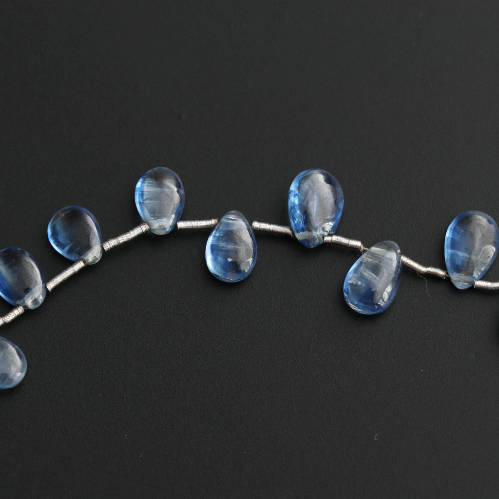 Kyanite Smooth Pears Beads - 4.5x6.5 mm to 6x9 mm- Kyanite Pear Cabochon Gemstone- Gem Quality , 8 Inch/ 20 Cm Full Strand, Price Per Strand - National Facets, Gemstone Manufacturer, Natural Gemstones, Gemstone Beads