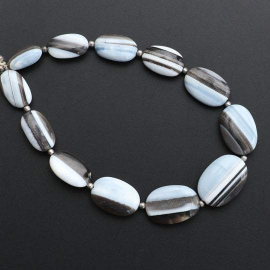 Blue Opal Smooth Beads Tumble - 13x7 mm to 14x19.5 mm - Blue Opal Jewelry Making Beads, 8 Inch, Price Per Strand