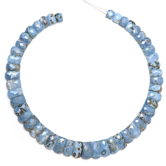 Natural Blue Opal Faceted Slice Layout Beads, 9x10 mm to 11x19.5 mm, Blue Opal Jewelry Making Beads, 17 Inch Full Strand, Price Per Strand