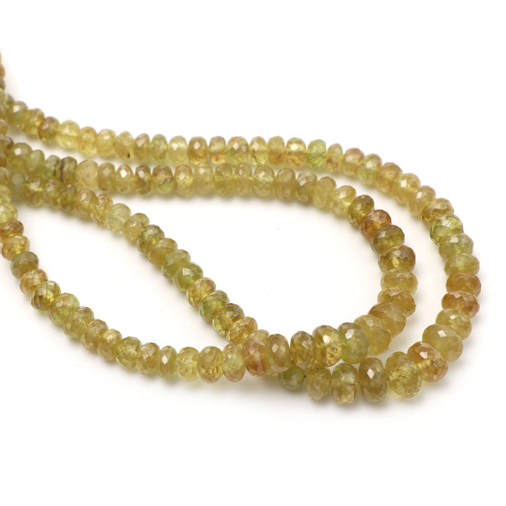 Sphene Faceted Roundel Beads, 5 mm to 8.5 mm, Sphene Roundel Beads - Gem Quality , 8 Inch/ 16 Inch/ 18 Inch Full Strand, Price Per Strand - National Facets, Gemstone Manufacturer, Natural Gemstones, Gemstone Beads