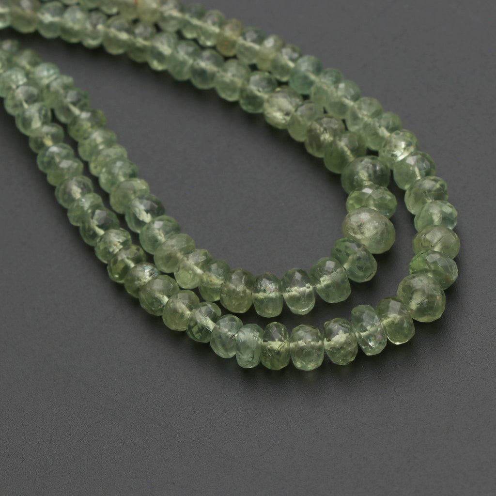 Mint Apatite Faceted Roundel Beads - 3 mm to 6 mm - Mint Apatite Faceted, Apatite Beads - Gem Quality , 8 Inch/16 Inch, Price Per Strand - National Facets, Gemstone Manufacturer, Natural Gemstones, Gemstone Beads