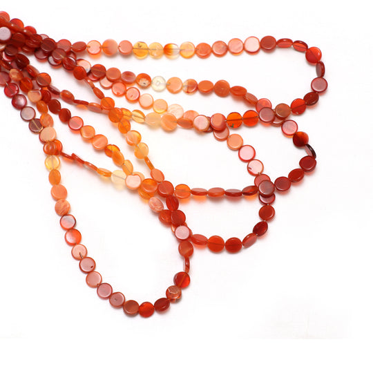 Natural Mexican Fire Opal Shaded Smooth Coin Beads, 5 mm to 5.5 mm, Fire Opal Beads, Plain Coin Beads, 18 Inches Full strand,  Price Per Strand