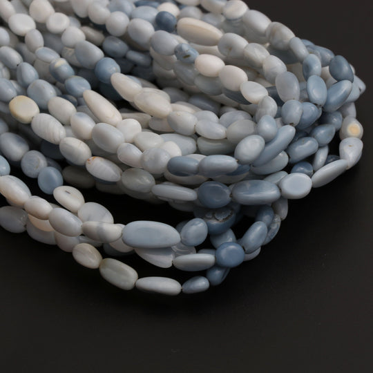 Natural Blue Opal Shaded Smooth Nuggets, 6x4 mm to 9x5 mm, Blue Opal Jewelry Making Beads, 18 Inch/ 46 Cm Full Strand, Price Per Strand