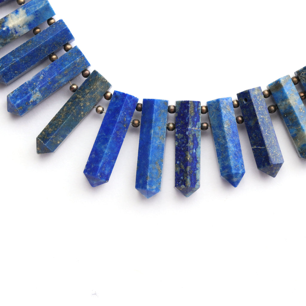 Lazuli Lapis Faceted Cut Gemstone Bullet Beads, 10x6 mm to 24x5 mm,Lazuli Lapis Bullet Point,Lazuli Lapis Cut, 6 Inch, Price Per Strand - National Facets, Gemstone Manufacturer, Natural Gemstones, Gemstone Beads