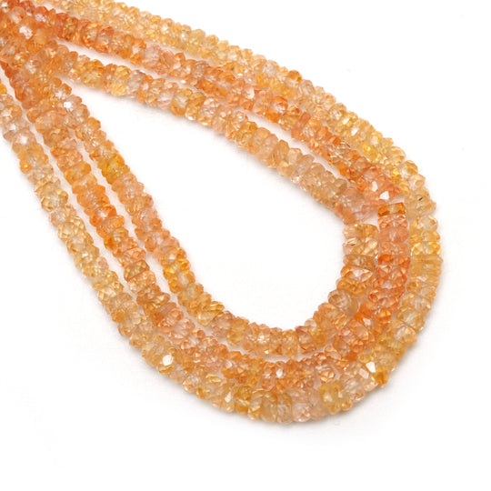 Orange Sapphire Faceted Tyre Beads | 2.5 mm to 5 mm | Sapphire Jewelry Making Beads | 8 Inch/ 17 Inch Strand, Price Per Strand