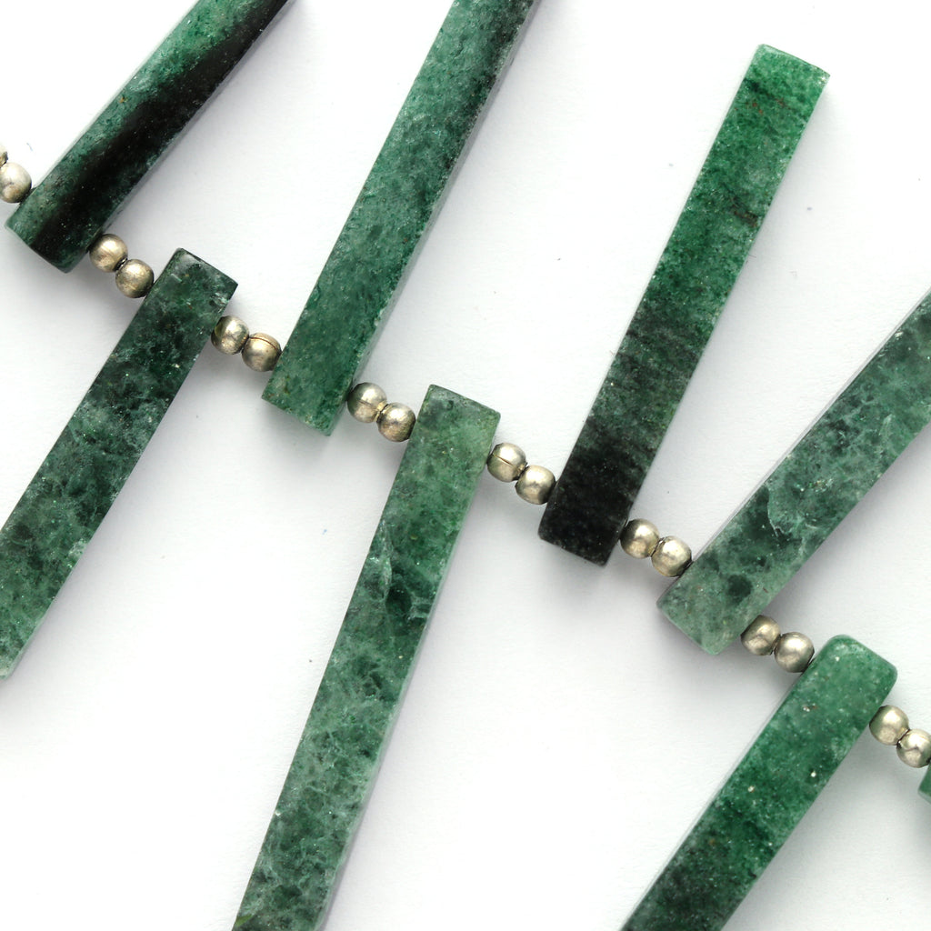 Natural Green Aventurine Smooth Long Slice | Green Aventurine, 5x14 mm to 5x25 mm | Green Aventurine Smooth | 4 inches strand - National Facets, Gemstone Manufacturer, Natural Gemstones, Gemstone Beads