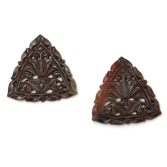 Natural Wonder Sapphire Carving Trillion Shaped Loose Gemstone - 29x29x2 mm - Trillion Wonder Sapphire, Loose Gemstone, Pair (2 Pieces)