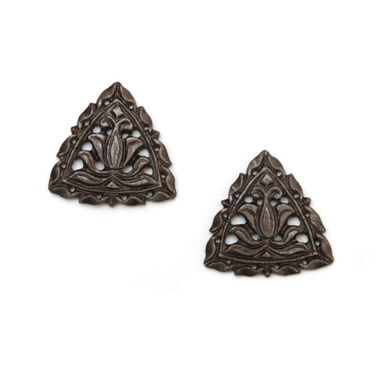 Natural Wonder Sapphire Carving Trillion Shaped Loose Gemstone - 25x25x3 mm - Trillion Wonder Sapphire, Loose Gemstone, Pair (2 Pieces)