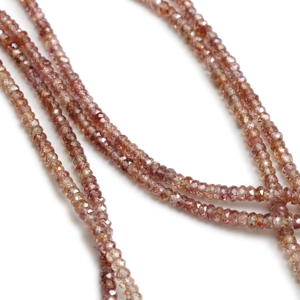 Natural Golden Zircon Faceted Roundelle Beads | Zircon Necklace | 3 mm to 5 mm | 8 Inch/ 16 Inch/ 18 Inch Full Strand | Price Per Strand - National Facets, Gemstone Manufacturer, Natural Gemstones, Gemstone Beads