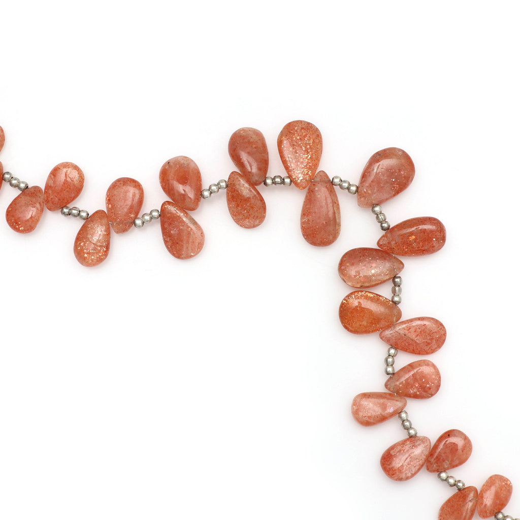 Rare Natural Sunstone Smooth Pears Beads, Sunstone Smooth, 8x6 mm to 16x9 mm- Sunstone Pears-Gem Quality, 8 Inch, Price Per Strand - National Facets, Gemstone Manufacturer, Natural Gemstones, Gemstone Beads