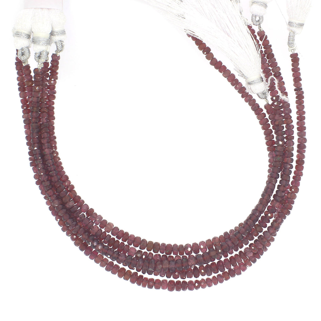 Natural Garnet Faceted Roundel Beads, 3 MM to 4.5 MM, Garnet , 8Inch Price Per Strand - National Facets, Gemstone Manufacturer, Natural Gemstones, Gemstone Beads